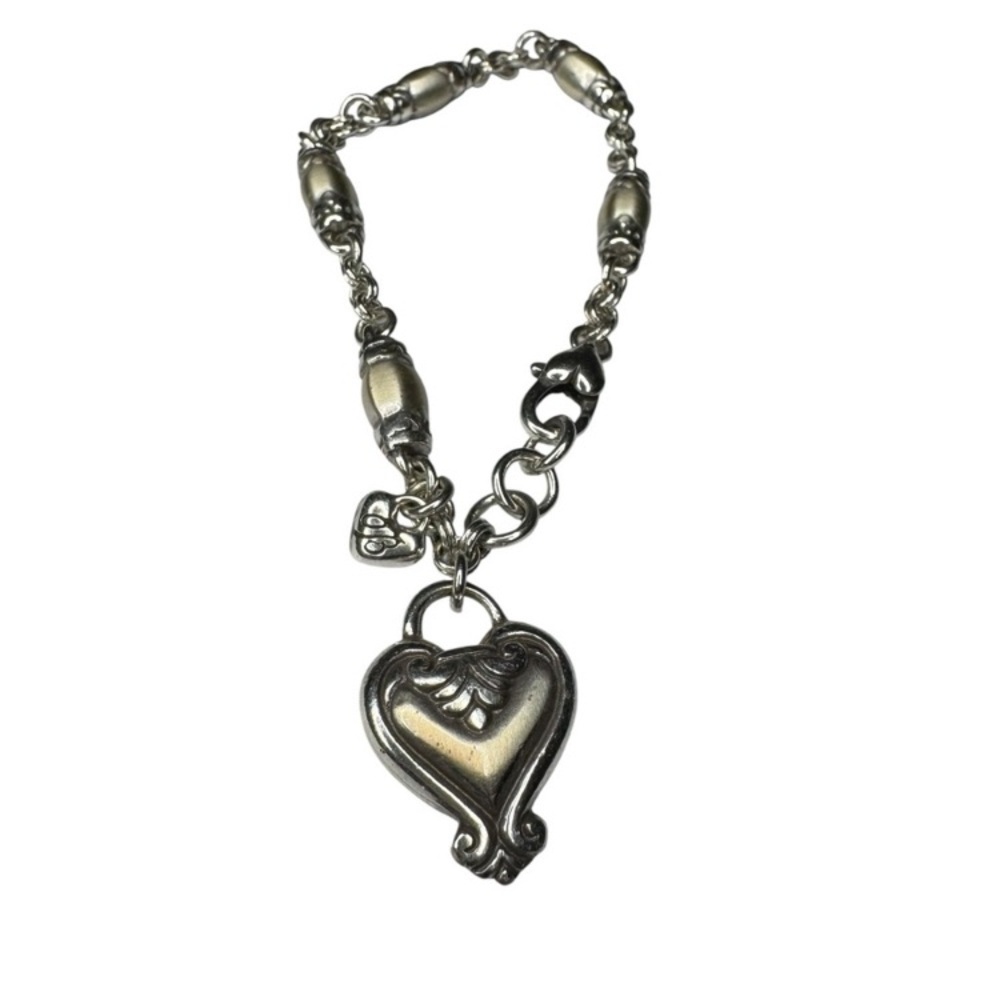 Brighton Blaire Heart Charm Bracelet Barrel Link Chain Retired + Heart Tin - Picture 3 of 7